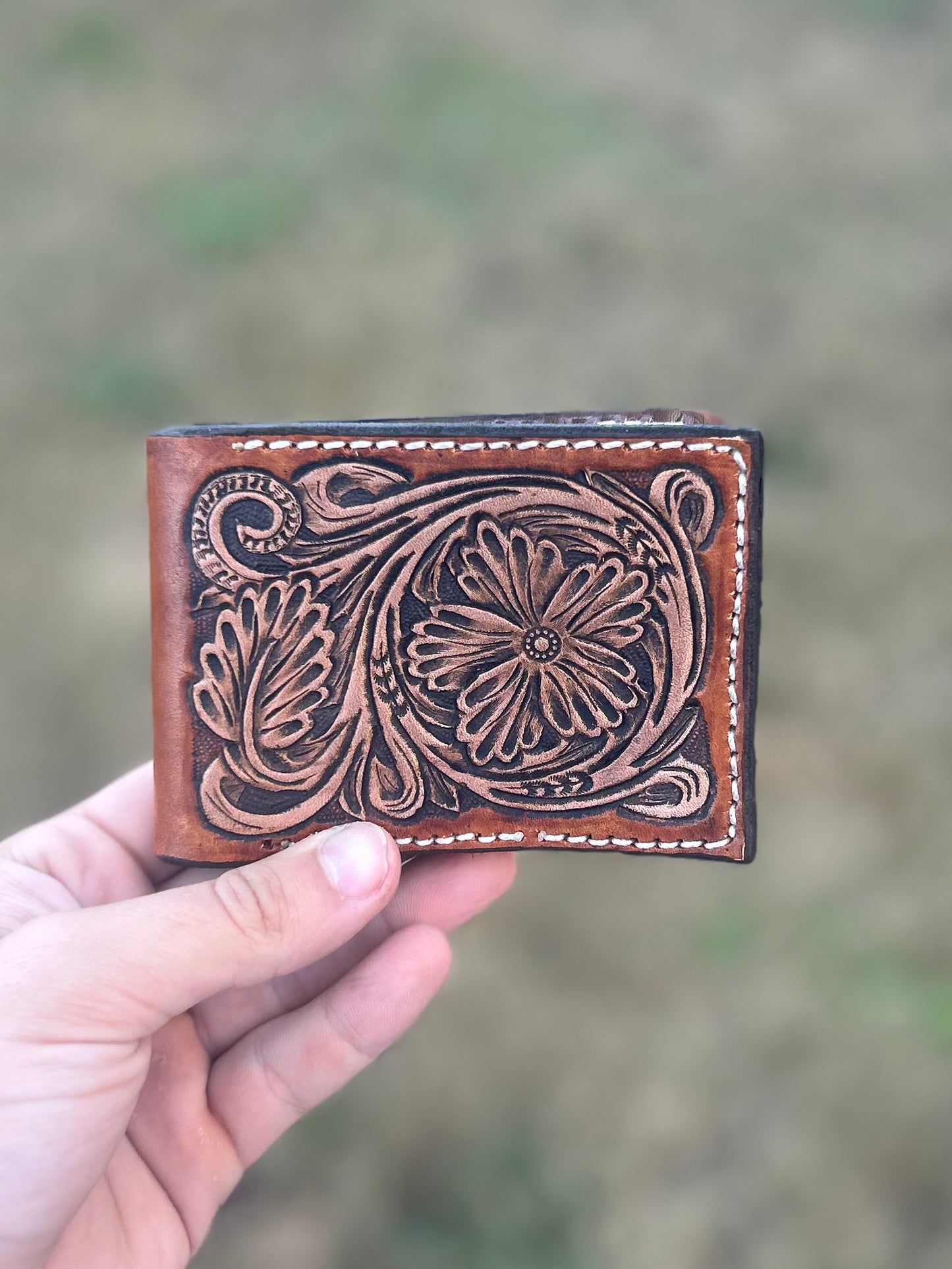 Floral Tooled Bi-Fold Wallet