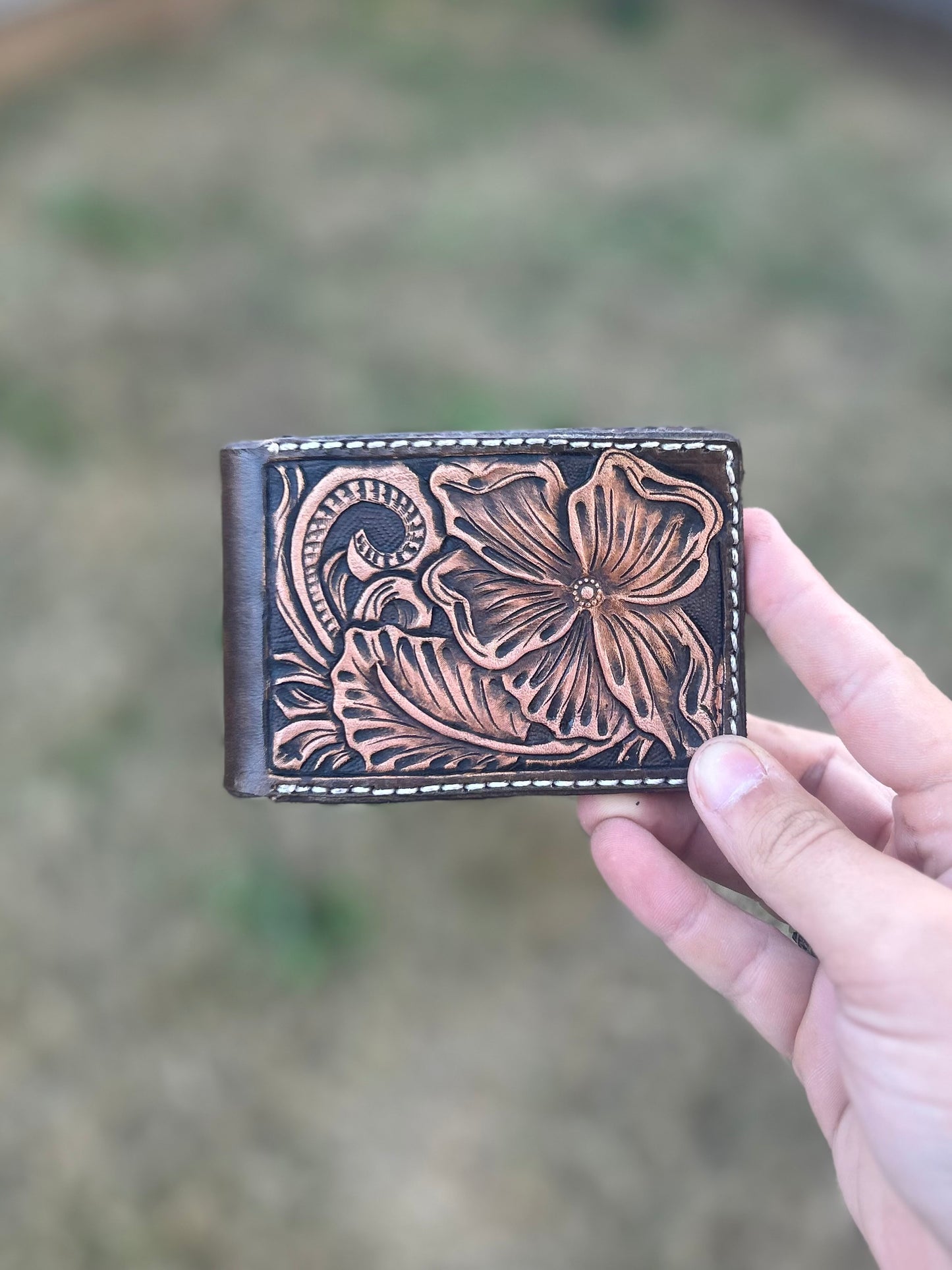 Floral Tooled Bi-Fold Wallet
